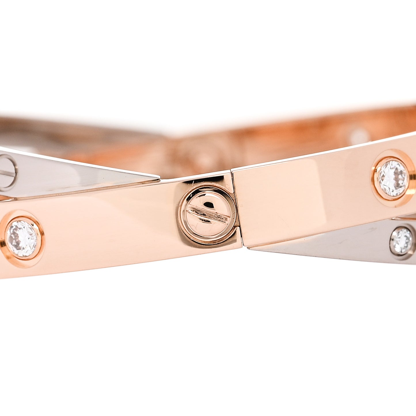 18K Pink White Gold 12 Diamond Double LOVE Bracelet 17