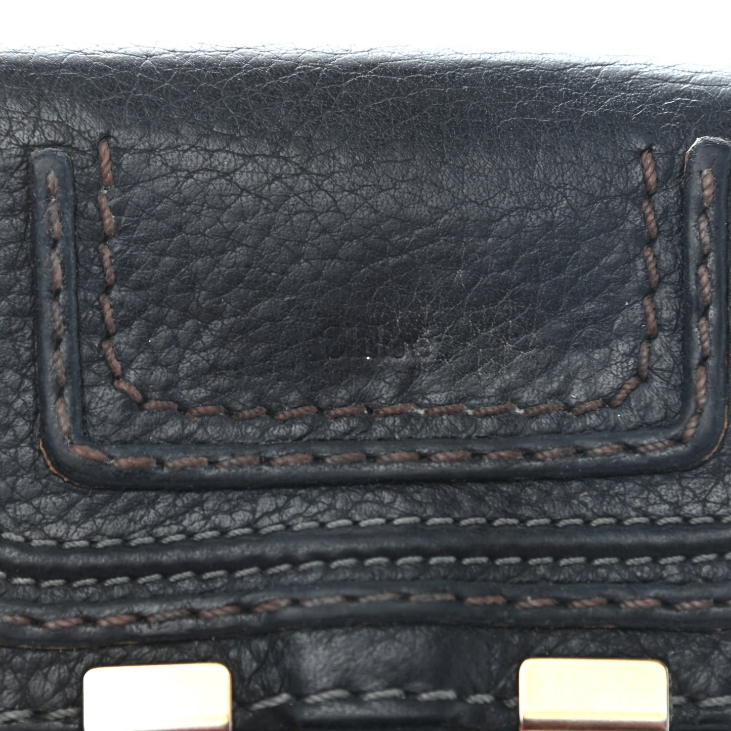 Grained Calfskin Marcie Square Wallet Black