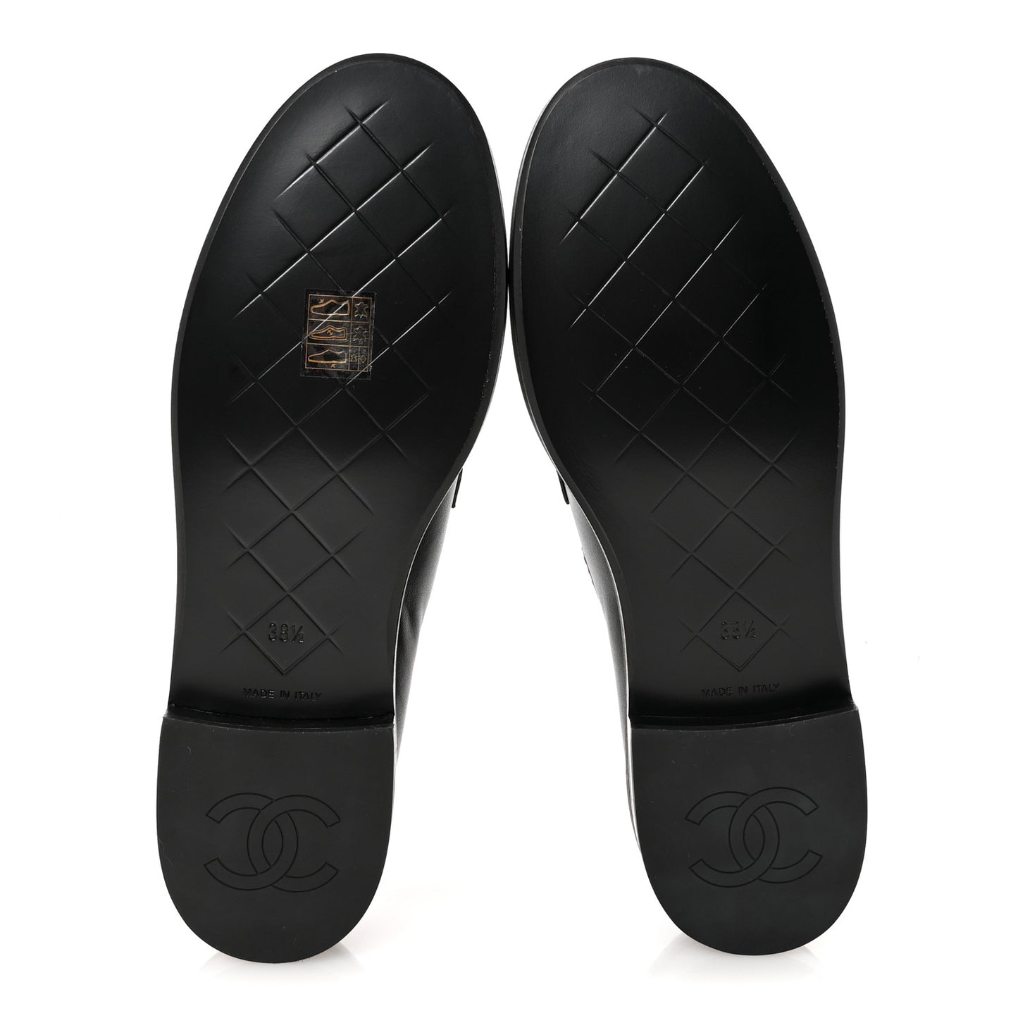 Crumpled Lambskin Quilted CC Turnlock Loafers 38.5 Black