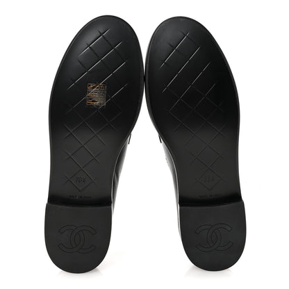 Chanel Crumpled Lambskin Quilted CC Turnlock Loafers 38.5 Black 6 of 10