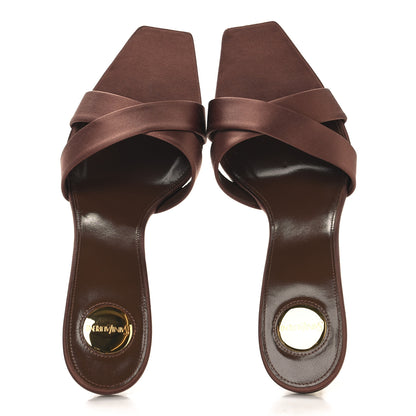 Saint Laurent Crepe Satin Crystal Opyum Mules 39 Manioc 39 Brown 2 of 9
