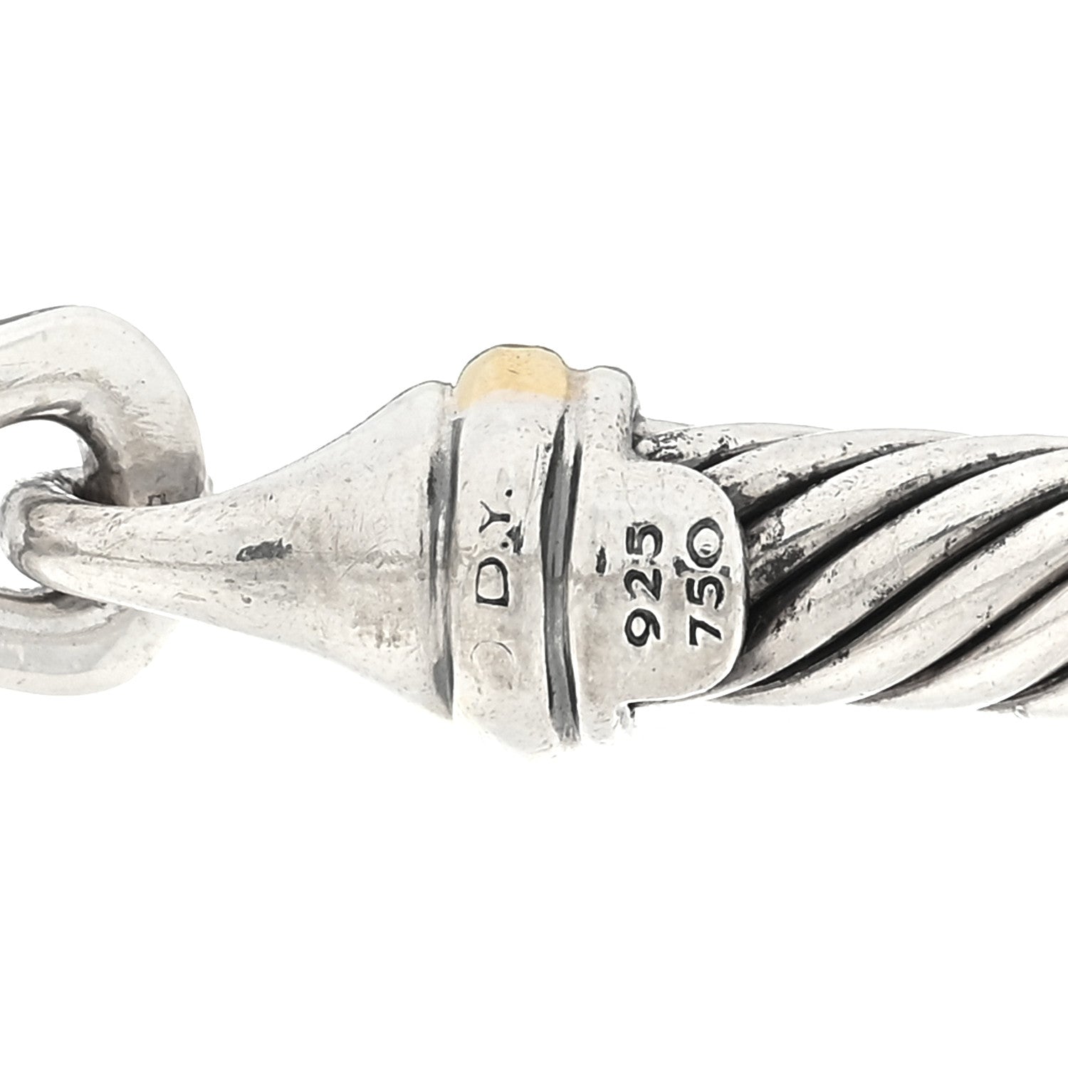 David Yurman Sterling Silver 18K Yellow Gold 5mm Cable Classic Buckle Bracelet 3 of 3