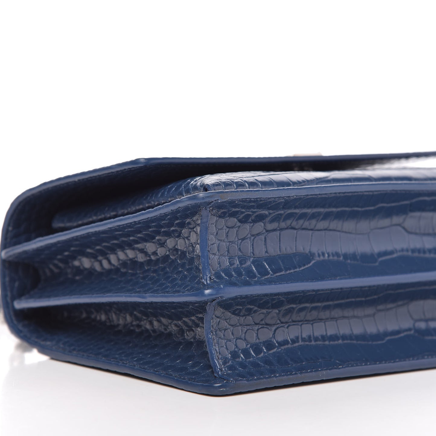 Calfskin Crocodile Embossed Medium Monogram Sunset Denim