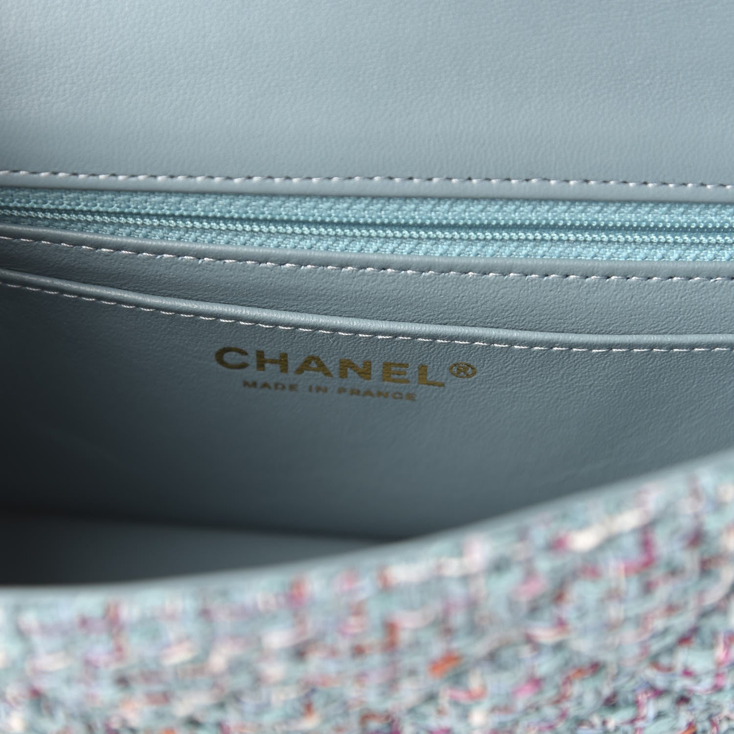Chanel Tweed Quilted Mini Rectangular Flap Turquoise Purple White Red 8 of 10