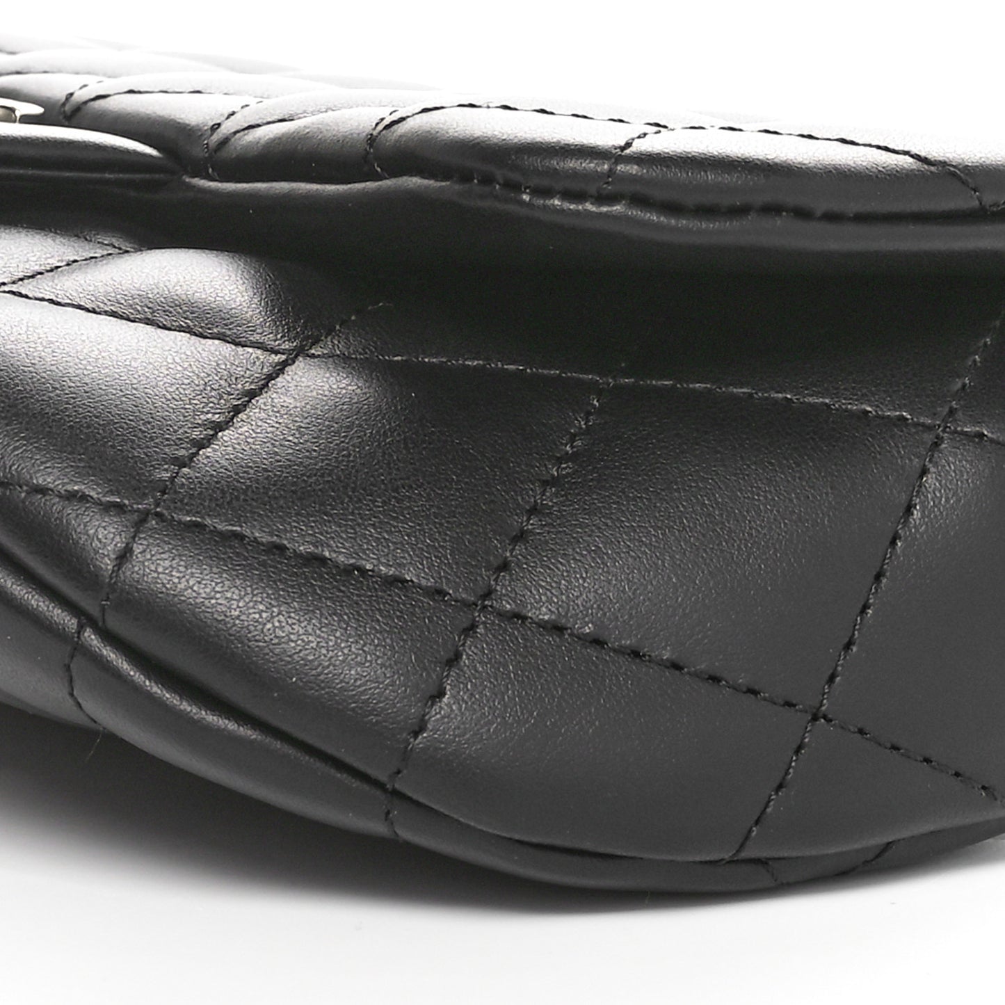 Calfskin Quilted CC Uniform Flap Belt Bag Black