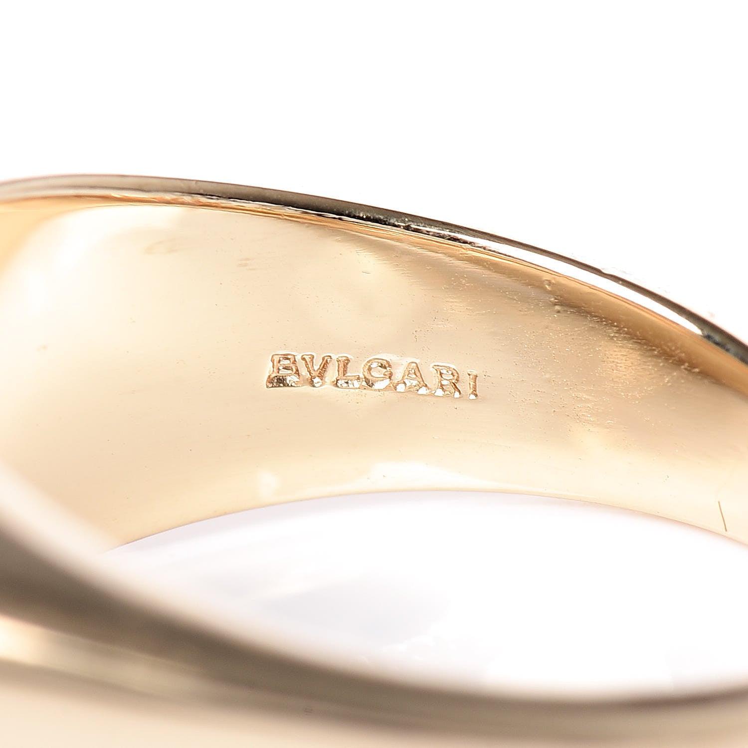 Bulgari 18K Yellow Gold White Ceramic Tronchetto Ring 52 6 5 of 6