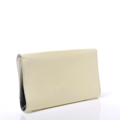 Saint Laurent Patent Calfskin Ombre Monogram Large Belle De Jour Clutch Ivory Black 2 of 9
