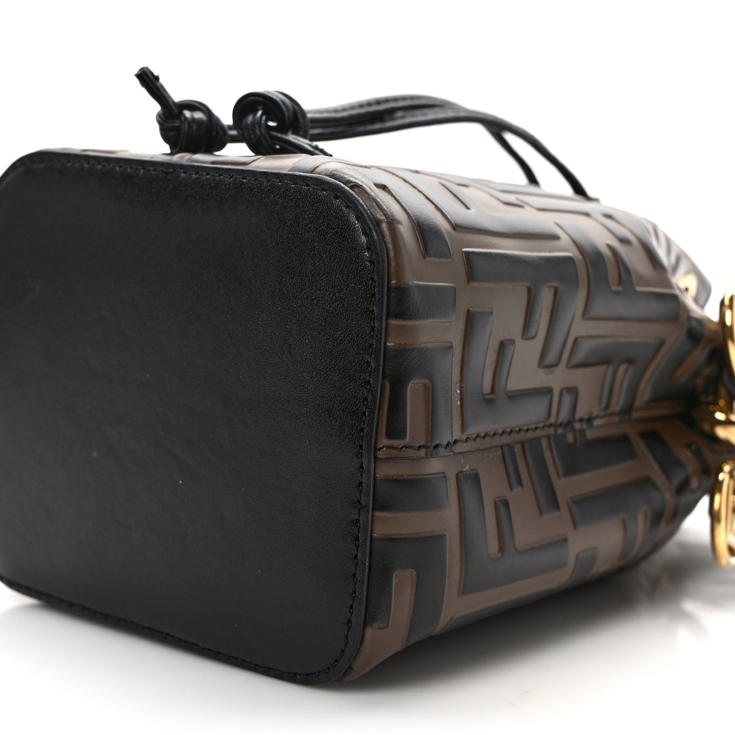 Vitello Liberty F is Fendi Bi-Color FF 1974 Embossed Mini Mon Tresor Bucket Bag Maya Black