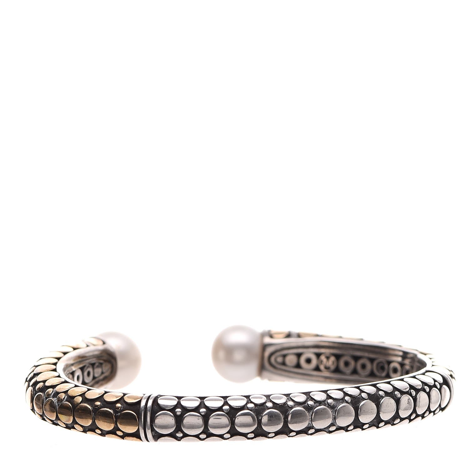John Hardy Sterling Silver 18K Yellow Gold Pearl Dot Bangle 3 of 7