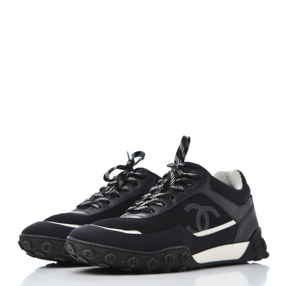 Chanel Calfskin Mesh Lycra Sneakers 39 Black 3 of 22