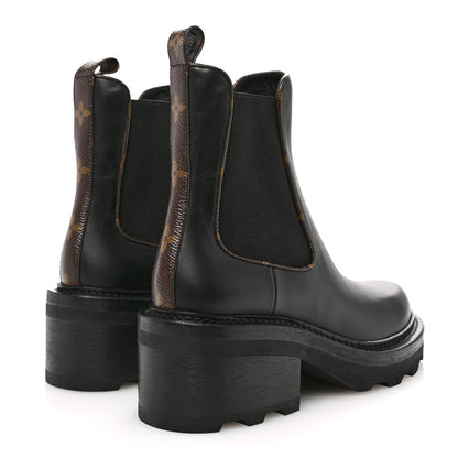 Louis Vuitton Calfskin Monogram Beaubourg Ankle Boots 37.5 Black 5 of 8