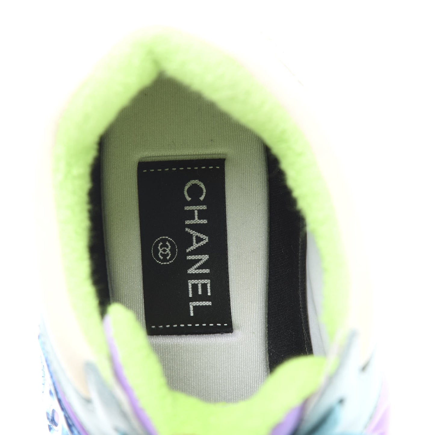 Nylon Lambskin Suede Calfskin CC Sneakers 37.5 Green Purple Pink