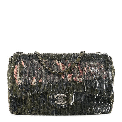 Chanel Sequin Coco Cuba Medium Single Flap Khaki 1 of 10