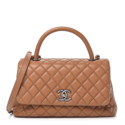 Chanel Caviar Quilted Small Coco Handle Flap Camel 1 of 14