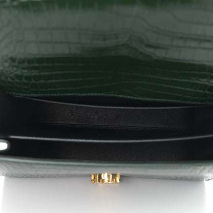 Saint Laurent Calfskin Crocodile Embossed Medium Classic Monogram Cassandra Top Handle Green 5 of 10