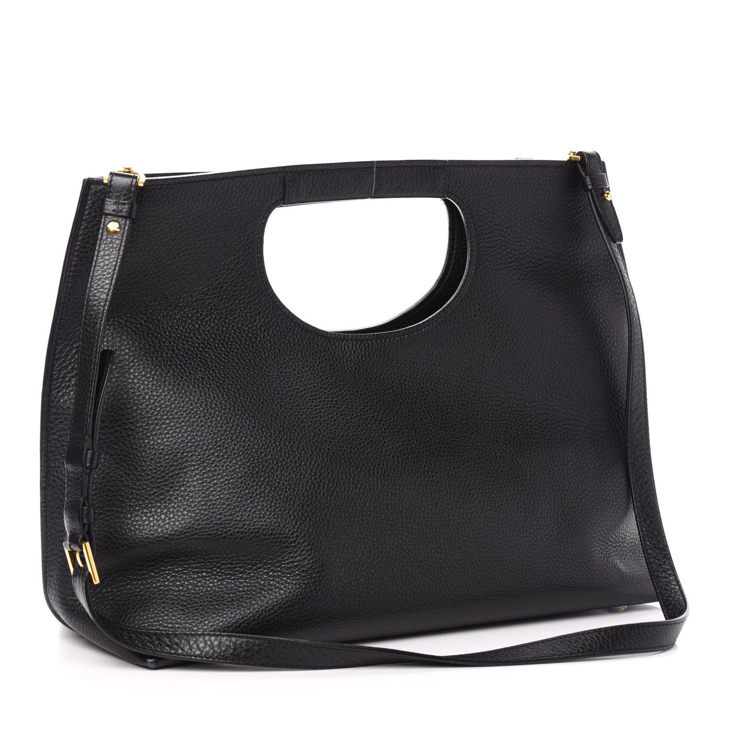 Calfskin Large Alix Padlock Zip Shoulder Bag Black