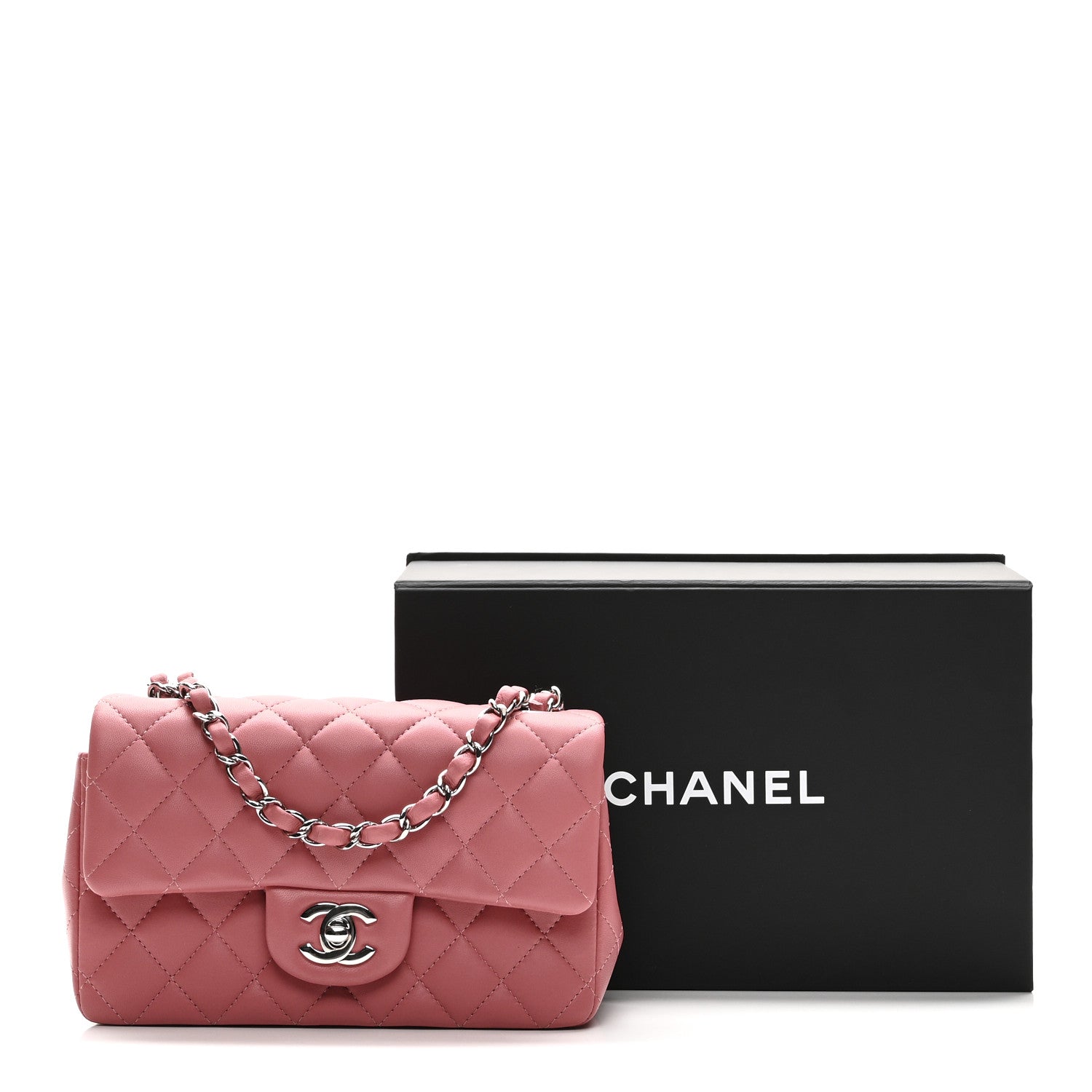 Chanel Lambskin Quilted Mini Rectangular Flap Pink 11 of 11