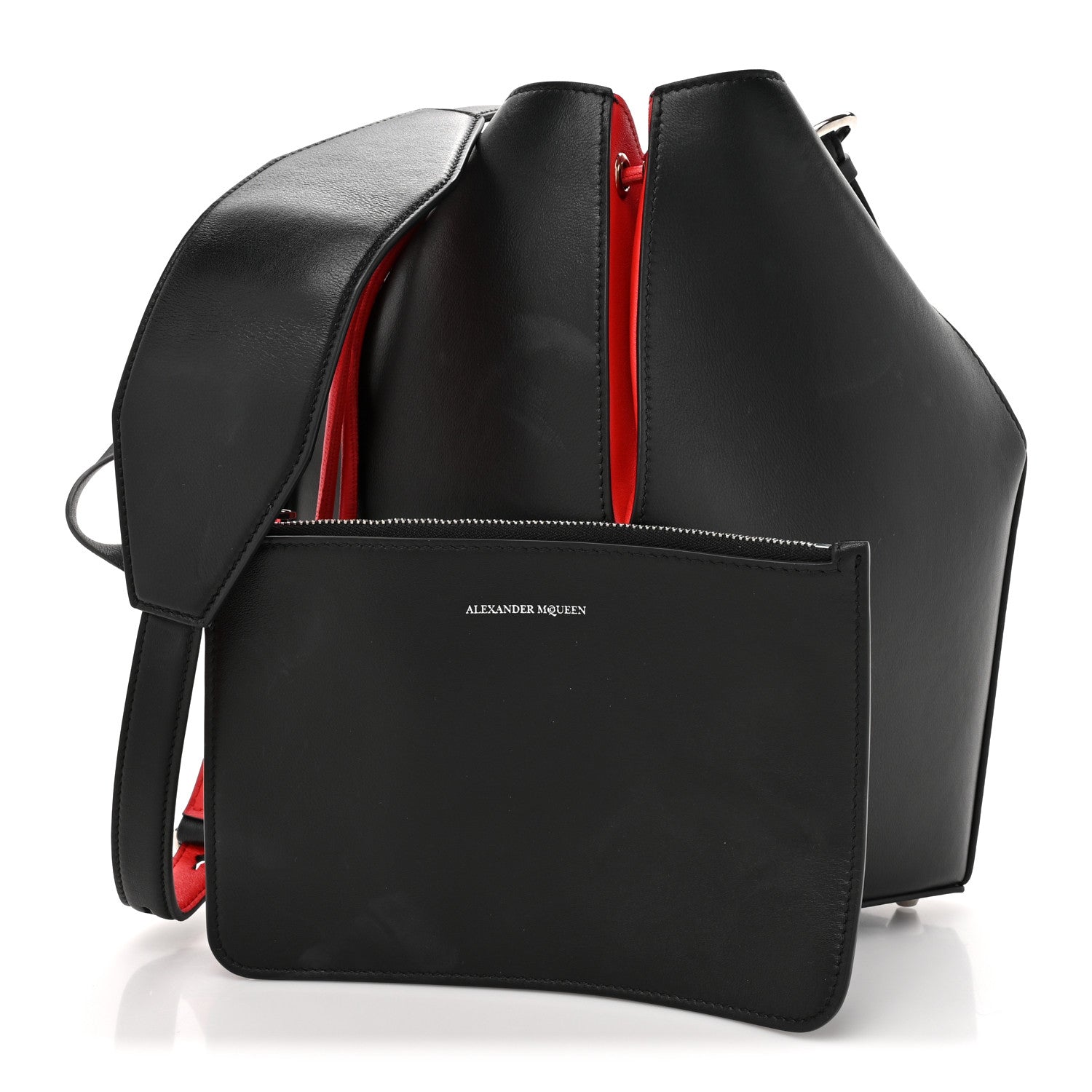 Alexander McQueen Calfskin The Bucket Bag Black Lust Red 3 of 12
