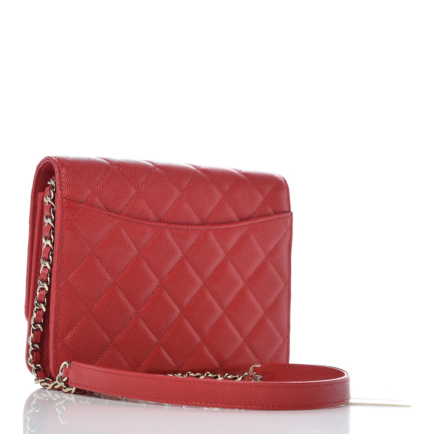 Caviar Quilted Square Wallet On Chain WOC Red