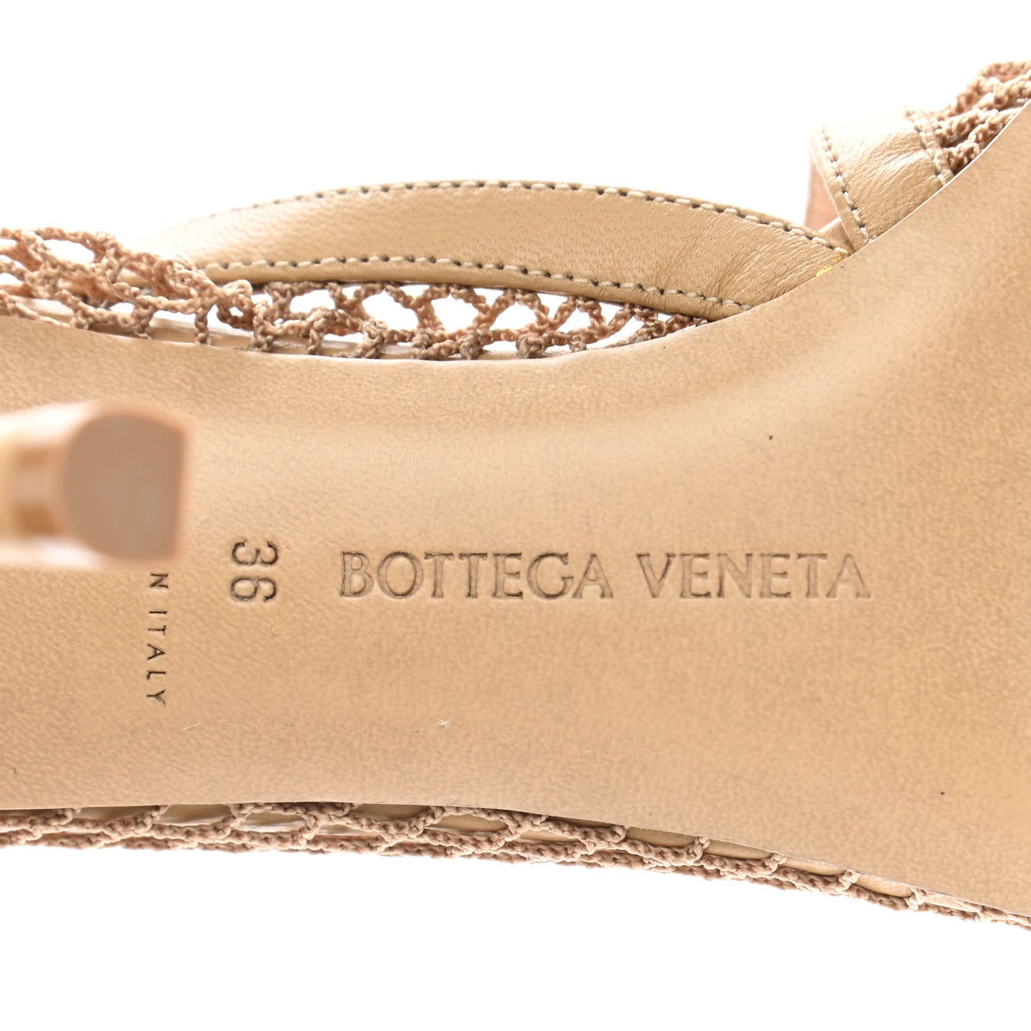 Mesh Nappa Chunky Chain Sandals 36 Beige Pony