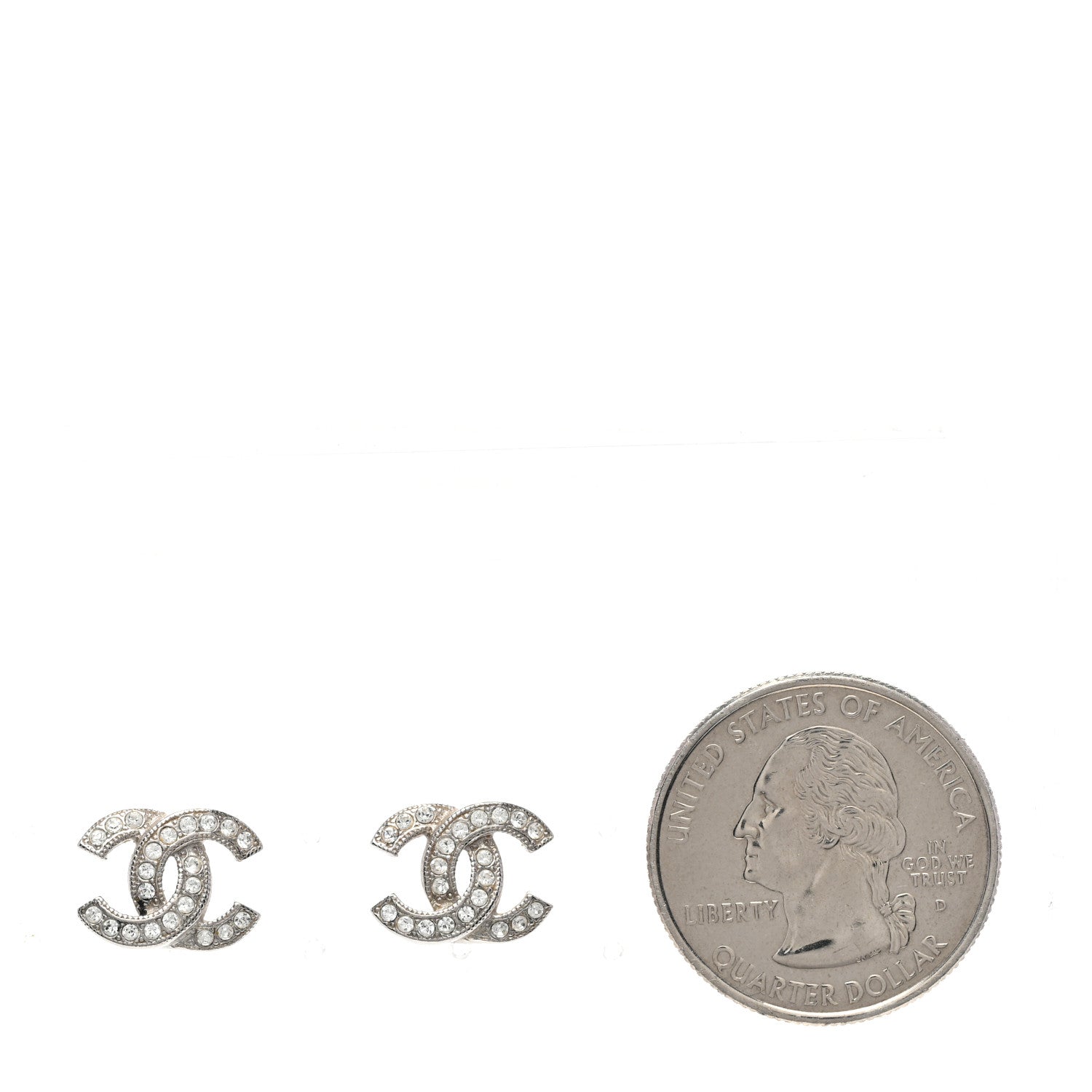 Chanel Crystal CC Earrings Silver 2 of 4
