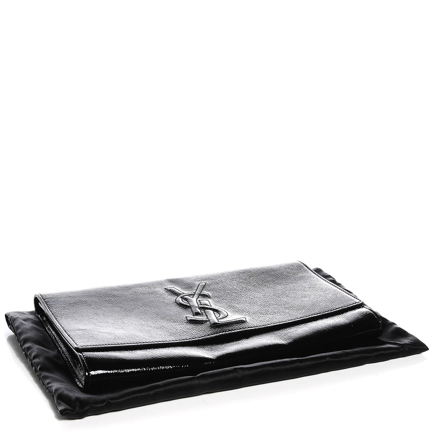 Textured Patent Monogram Large Belle De Jour Clutch Black