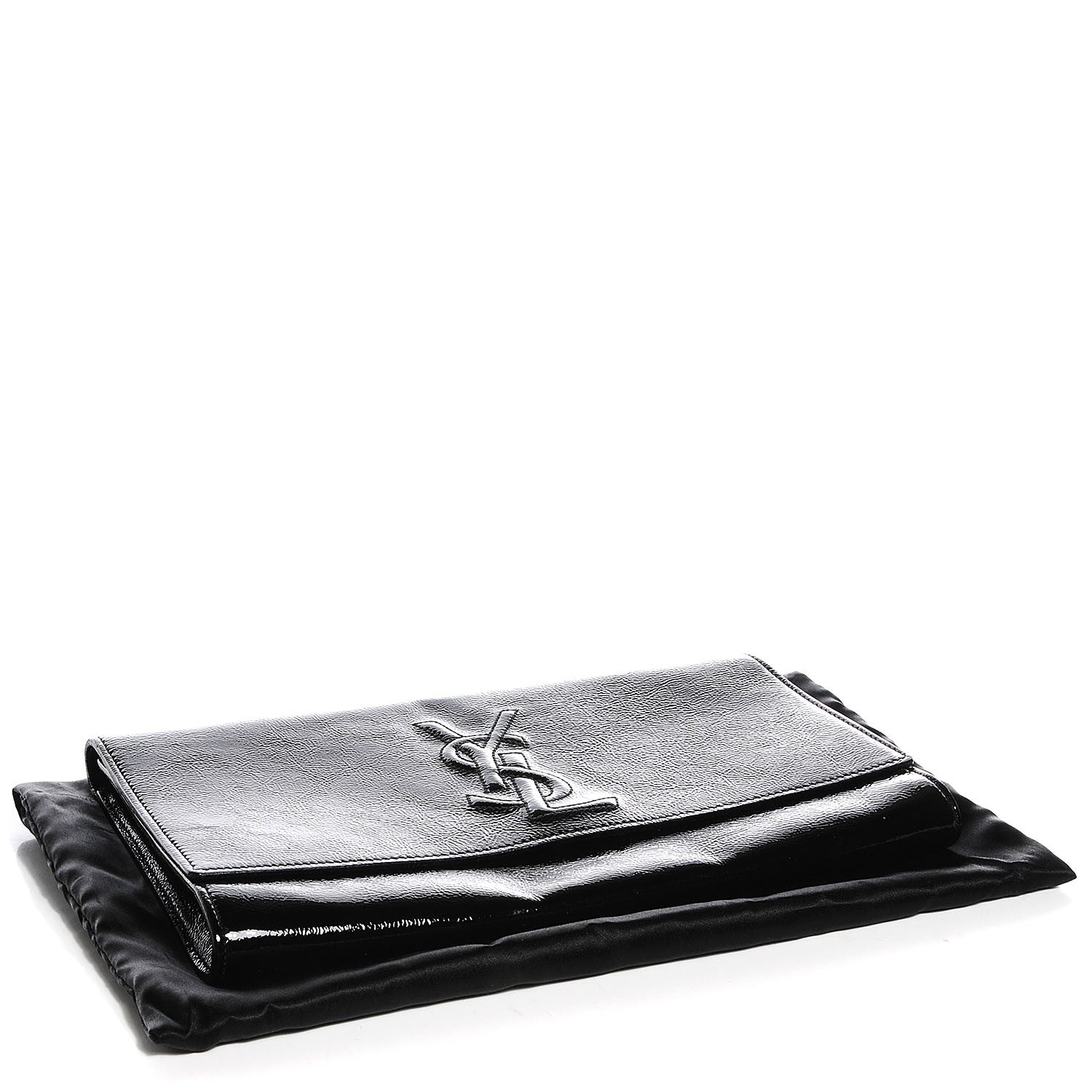 Saint Laurent Textured Patent Monogram Large Belle De Jour Clutch Black 4 of 7
