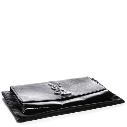 Saint Laurent Textured Patent Monogram Large Belle De Jour Clutch Black 4 of 7