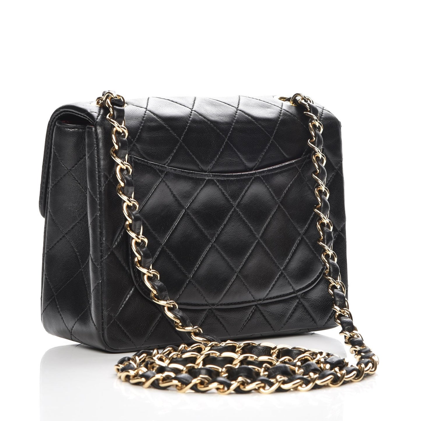 Lambskin Quilted Mini Square Flap Black