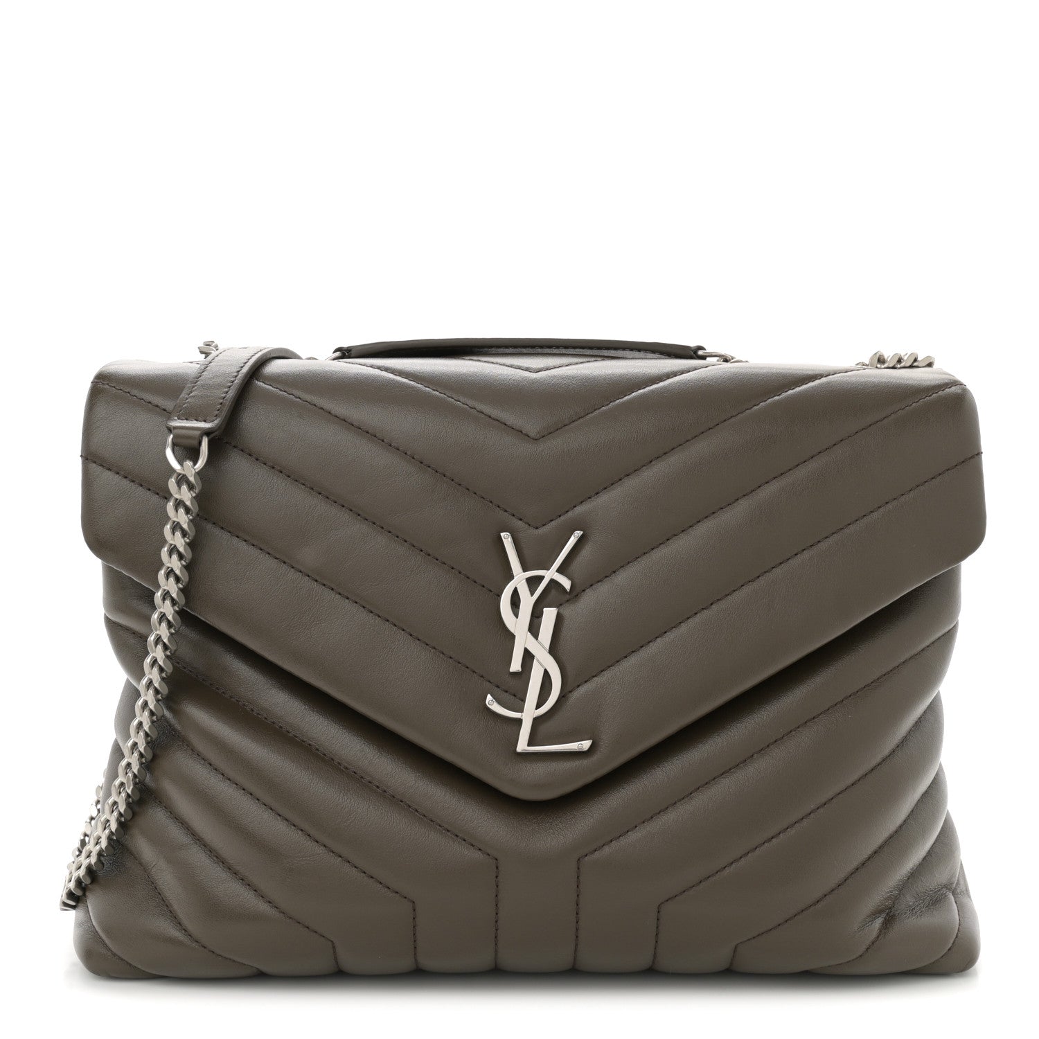 Saint Laurent Calfskin Y Quilted Monogram Medium Loulou Chain Satchel Faggio 1 of 10