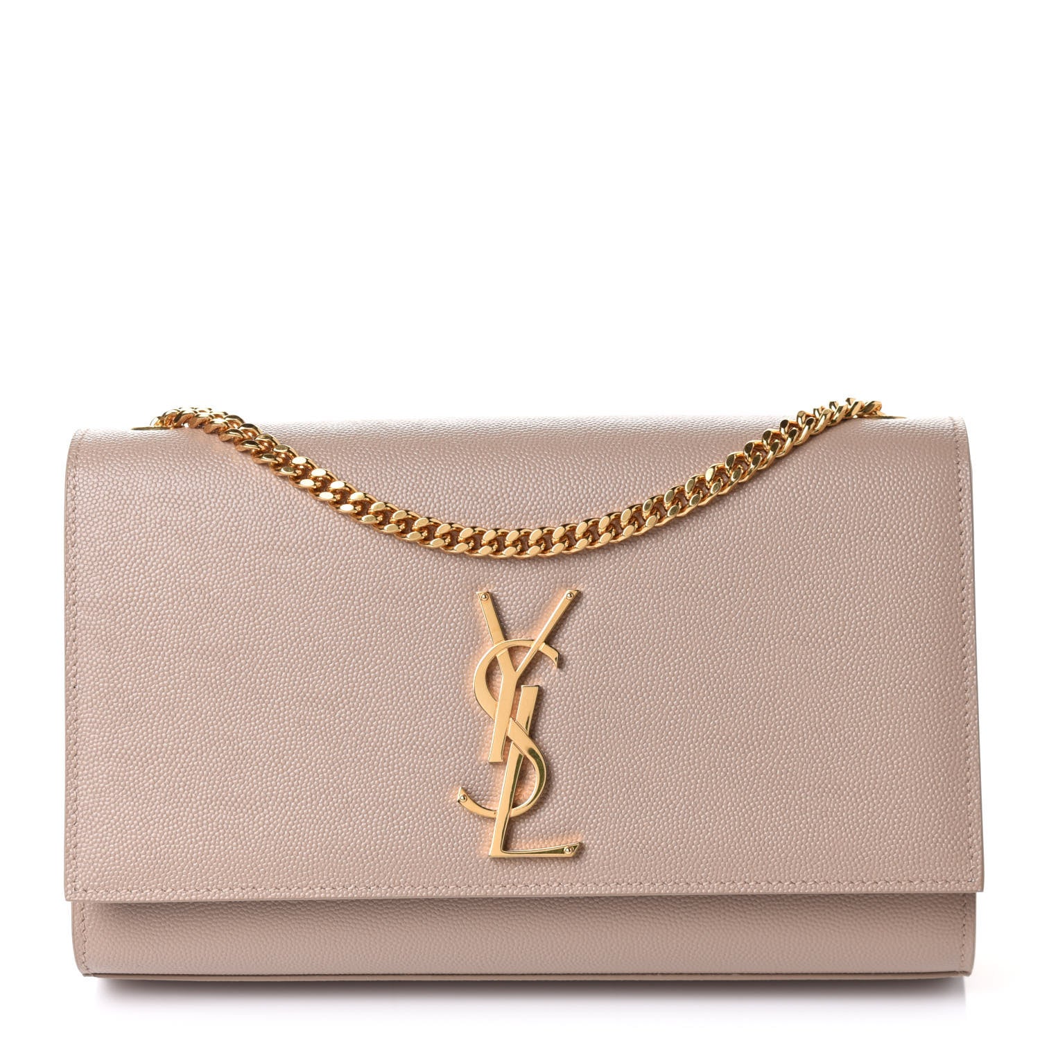 Saint Laurent Grain De Poudre Medium Monogram Kate Satchel Dark Beige 1 of 11