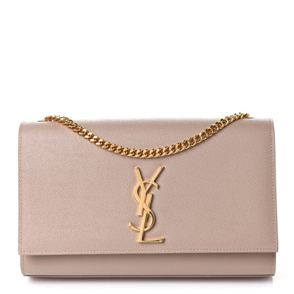 Saint Laurent Grain De Poudre Medium Monogram Kate Satchel Dark Beige 1 of 11