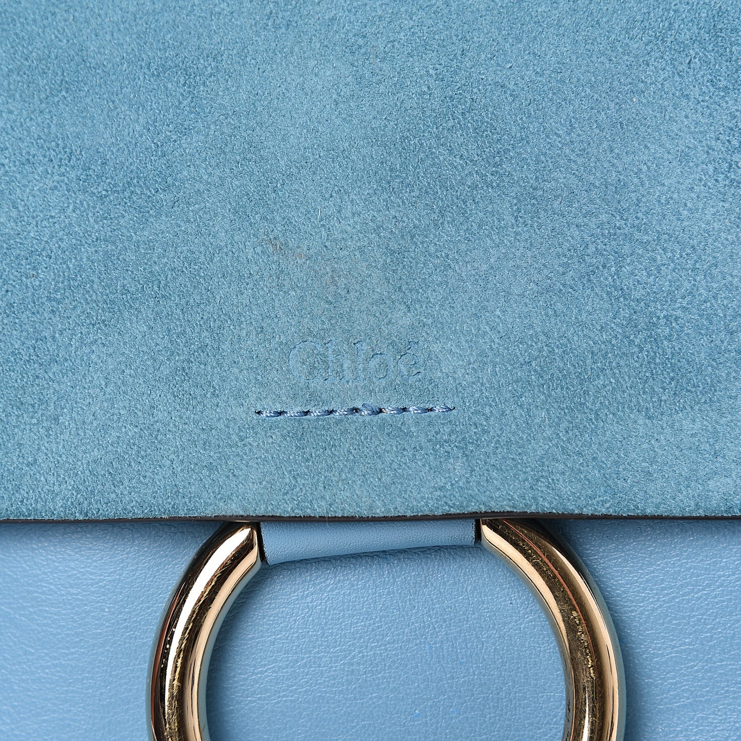 Suede Calfskin Small Faye Shoulder Bag Vinyl Blue