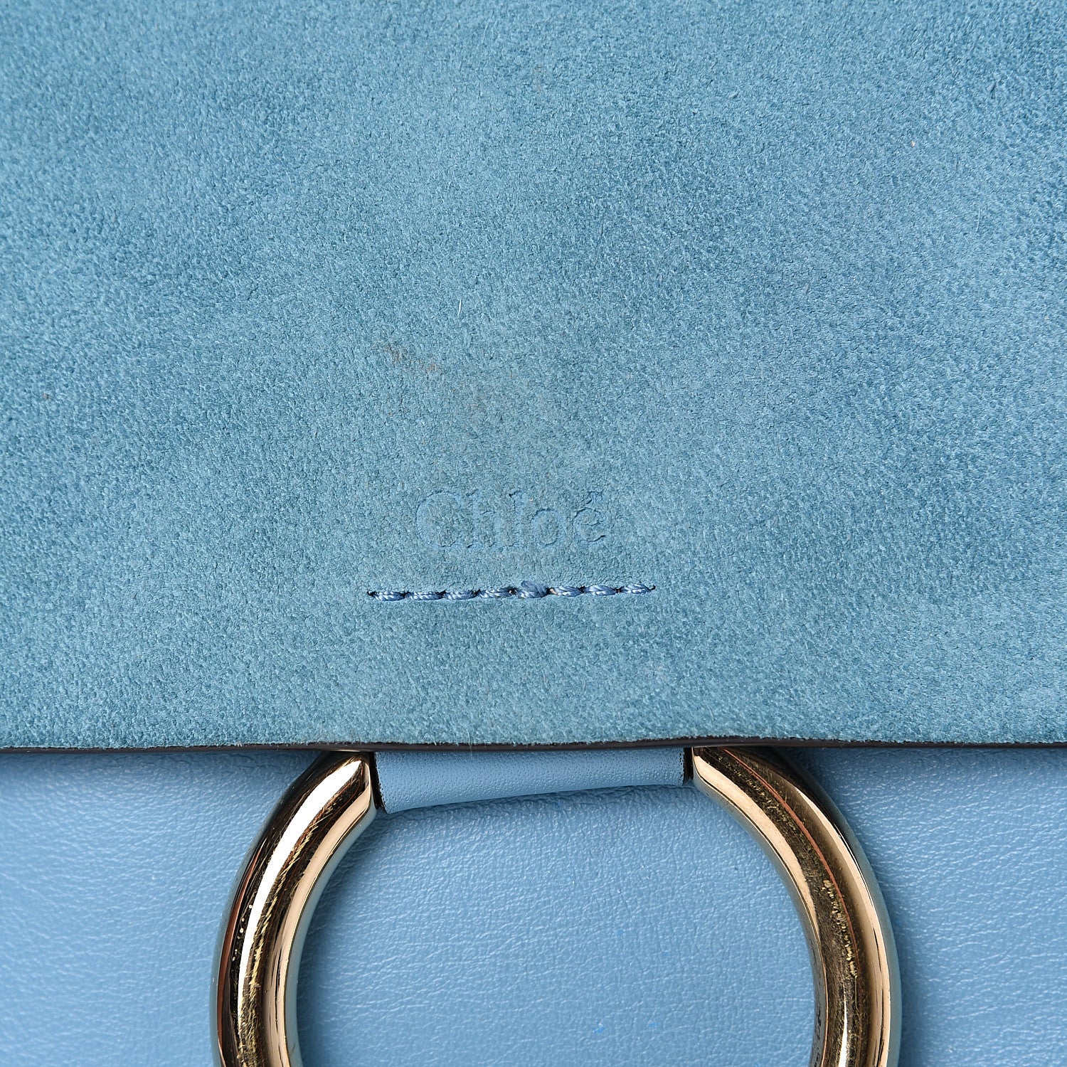 Chloe Suede Calfskin Small Faye Shoulder Bag Vinyl Blue 5 of 13