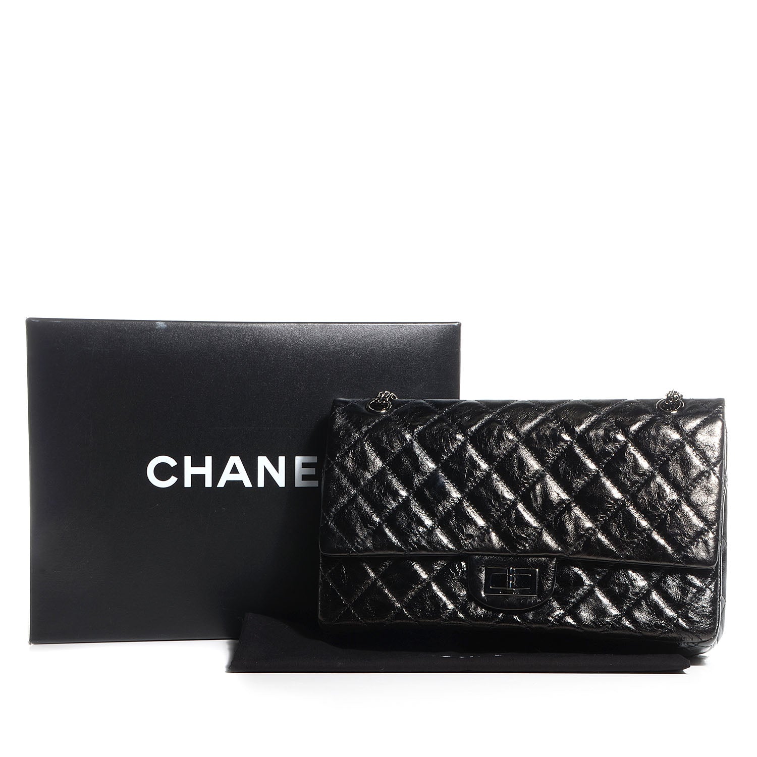 Chanel Glazed Calfskin 2.55 Reissue 227 Flap Black 8 of 9