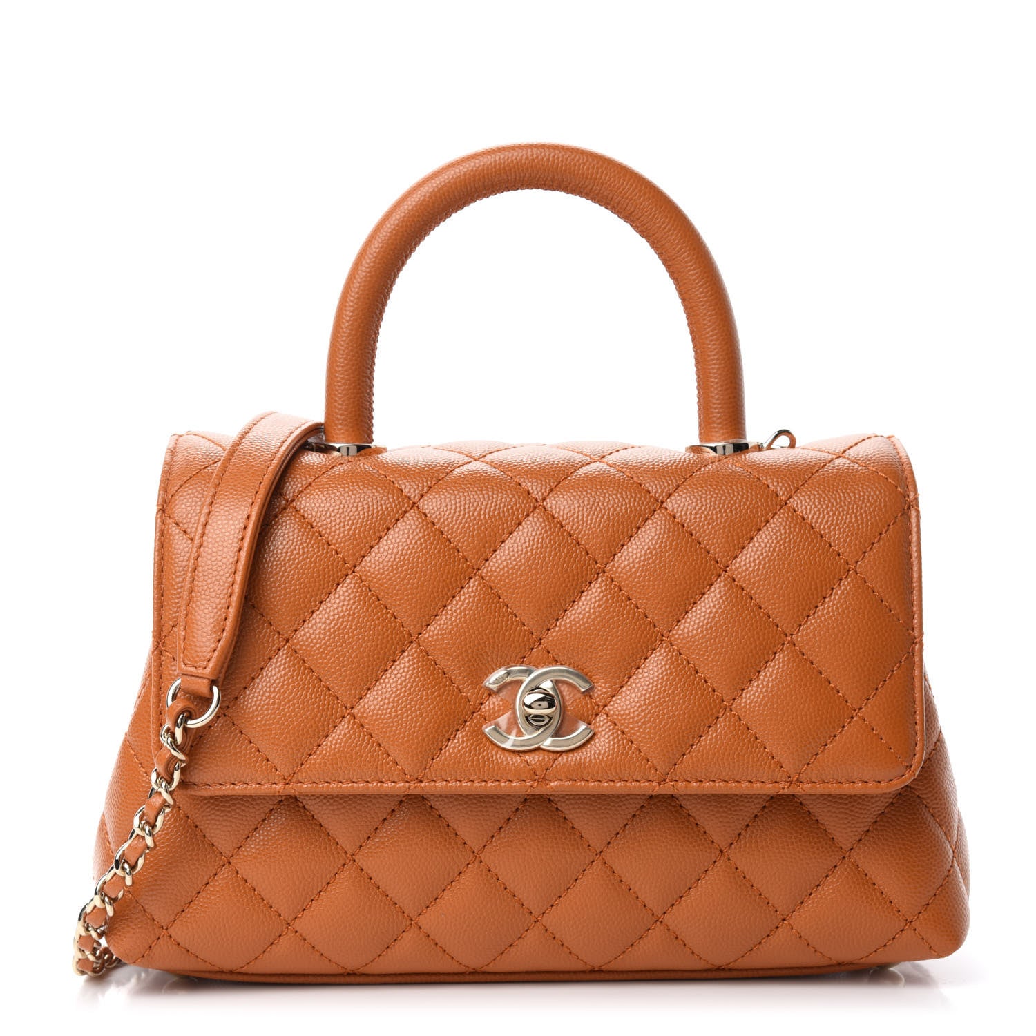 Chanel Caviar Quilted Mini Coco Handle Flap Light Brown 1 of 11