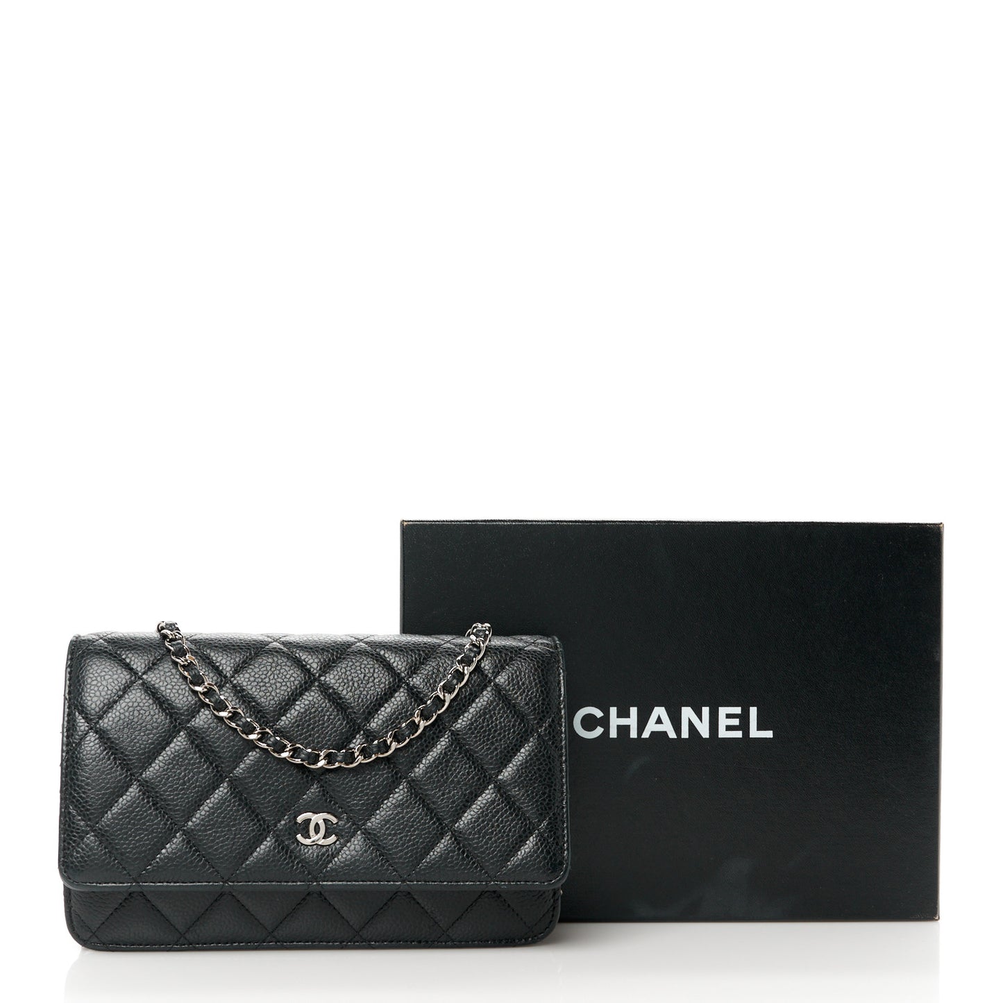 Caviar Quilted Wallet On Chain WOC Black