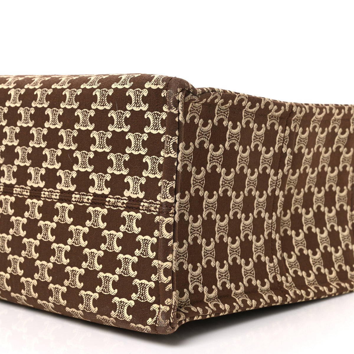 Celine Canvas Calfskin Triomphe Print Large Cabas Thais Brown 11 of 11