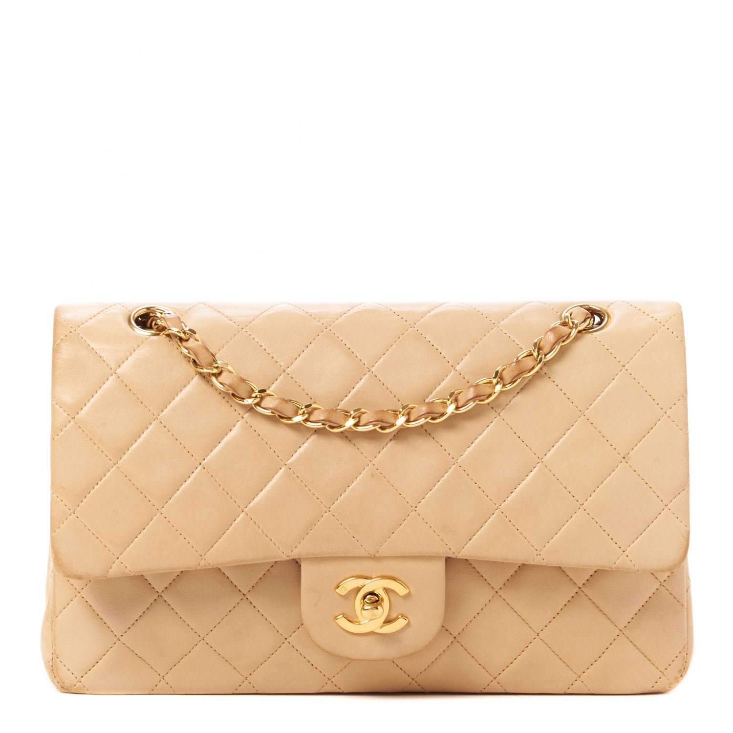 Chanel Lambskin Quilted Medium Double Flap Beige 1 of 11
