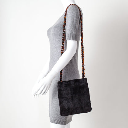 Chanel Orylag Rabbit Fur Messenger Bag Black 2 of 8