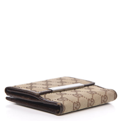 Gucci Monogram Metal Bar French Flap Wallet Beige Ebony Cocoa 4 of 11