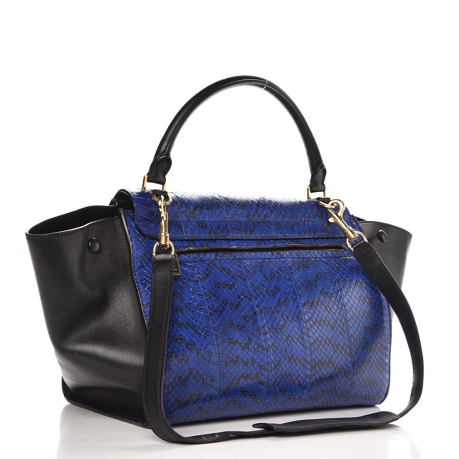 Celine Python Calfskin Medium Trapeze Blue Black 3 of 24