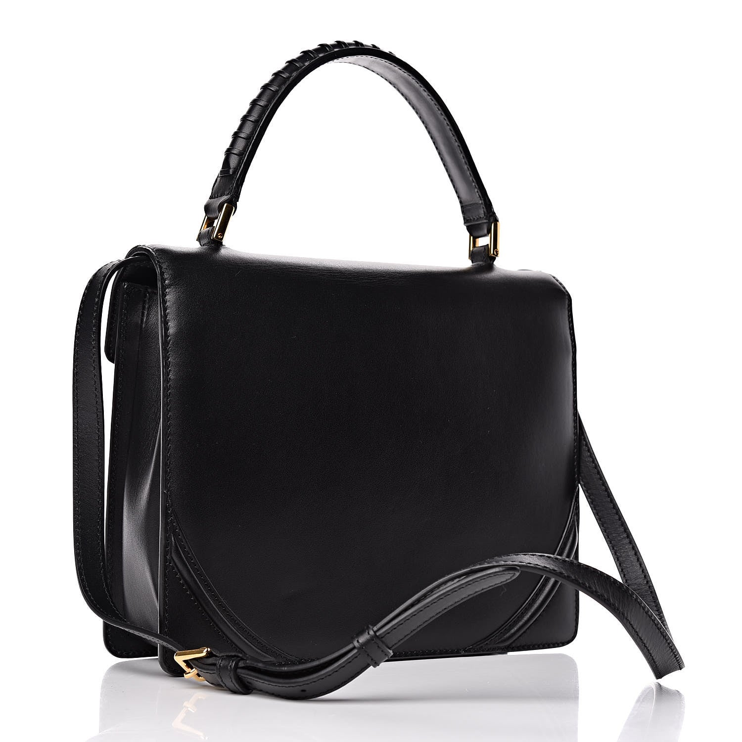 Alexander McQueen Calfskin Flower Top Handle Black 3 of 13