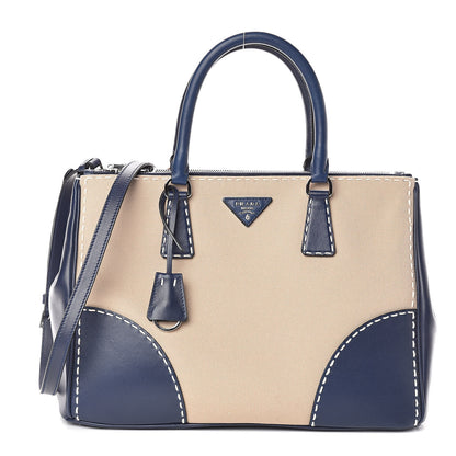 Prada Canvas Calfskin Medium City Stitch Tote Corda Royal 1 of 9
