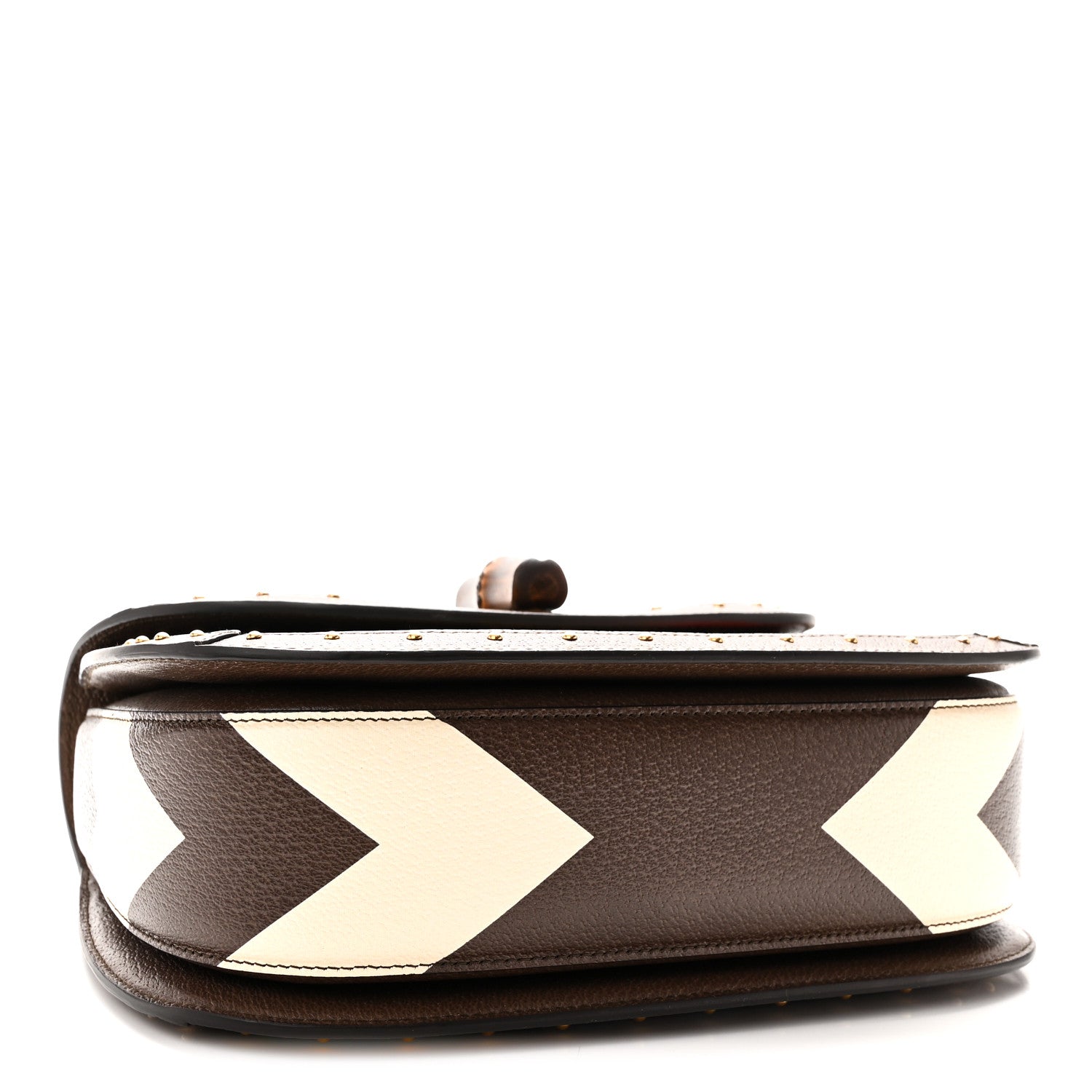 Gucci GG Supreme Monogram Studded Calfskin 100 Centennial Geometric Medium Bamboo 1947 Top Handle Bag Beige Ebony Multicolor 4 of 9