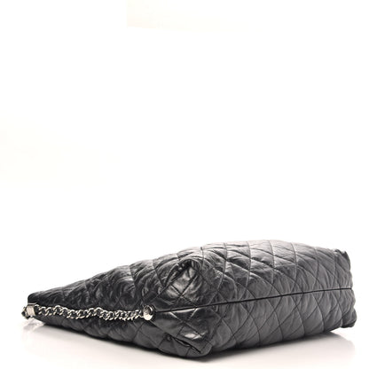Chanel Metallic Crackled Calfskin Quilted Large Big Bang Hobo Black 4 of 10