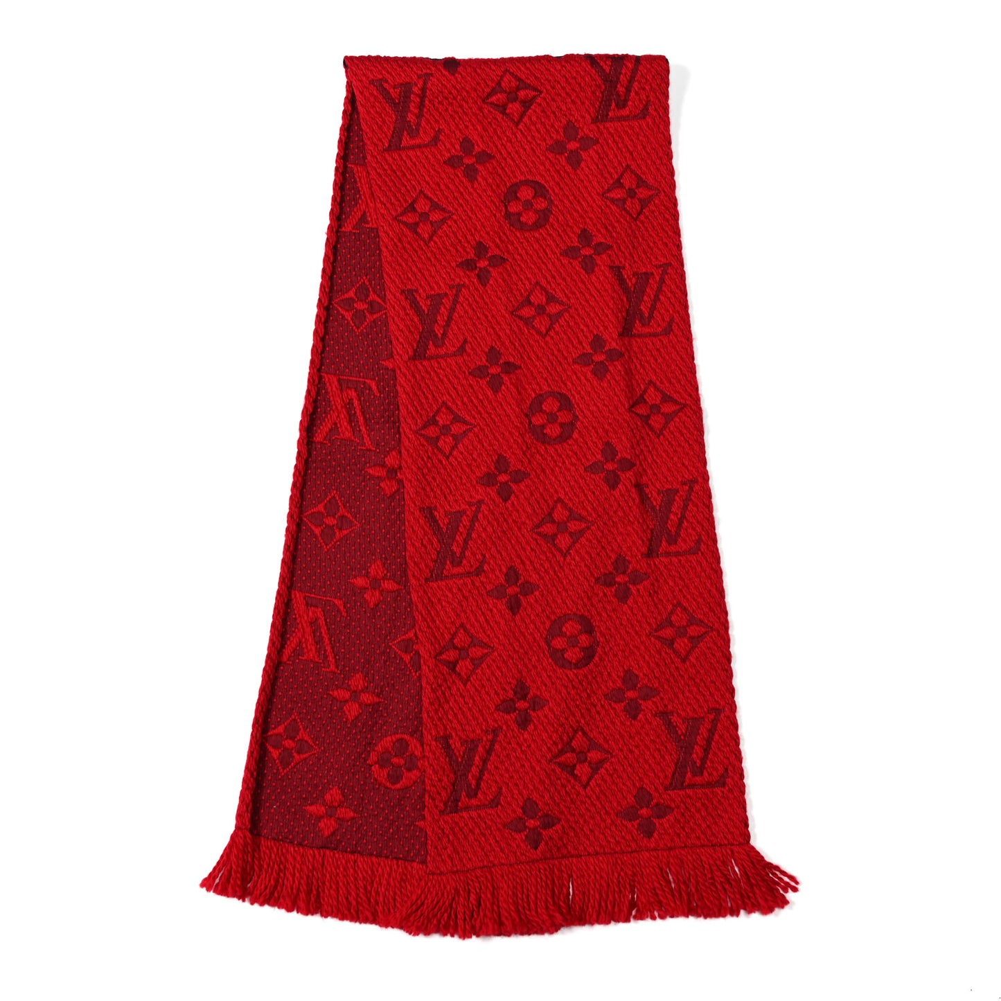 Wool Silk Logomania Scarf Rubis