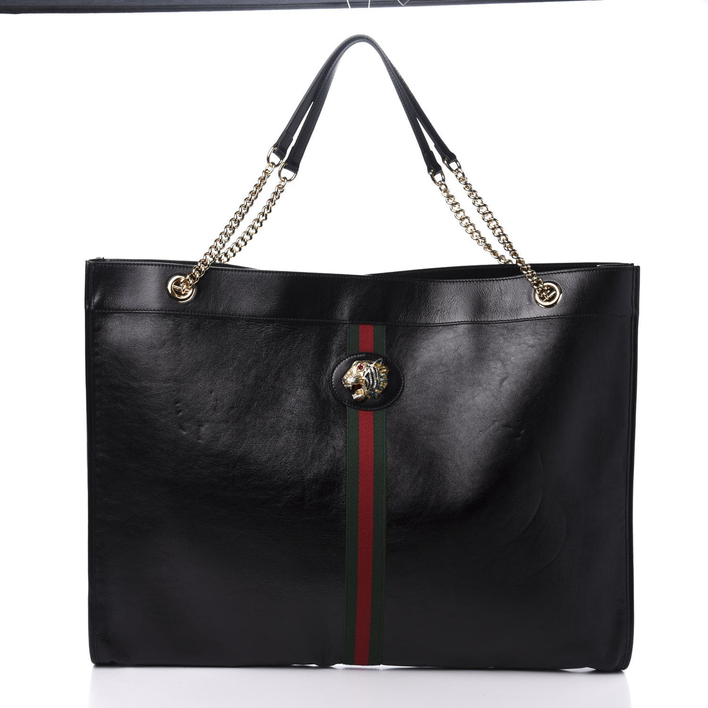 Calfskin Maxi Rajah Chain Tote Black