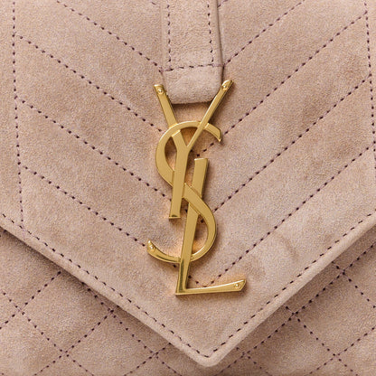 Saint Laurent Suede Mixed Matelasse Triquilt Small Monogram Envelope Satchel Rosy Sand 8 of 10