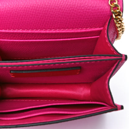 Valentino Garavani Grainy Calfskin Vlogo Compact Wallet with Chain Pink 4 of 4